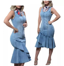 Carregar imagem no visualizador da galeria, Vestido Jeans Calda de Sereia