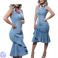 Carregar imagem no visualizador da galeria, Vestido Jeans Calda de Sereia