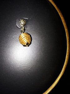 Conjunto Gargantilha e Brincos de Capim Dourado Fina Flor