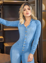 Carregar imagem no visualizador da galeria, Macacão Jeans com Lycra Manga Longa