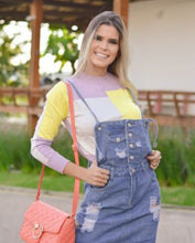 Carregar imagem no visualizador da galeria, Salopete Jeans Saia Customizada