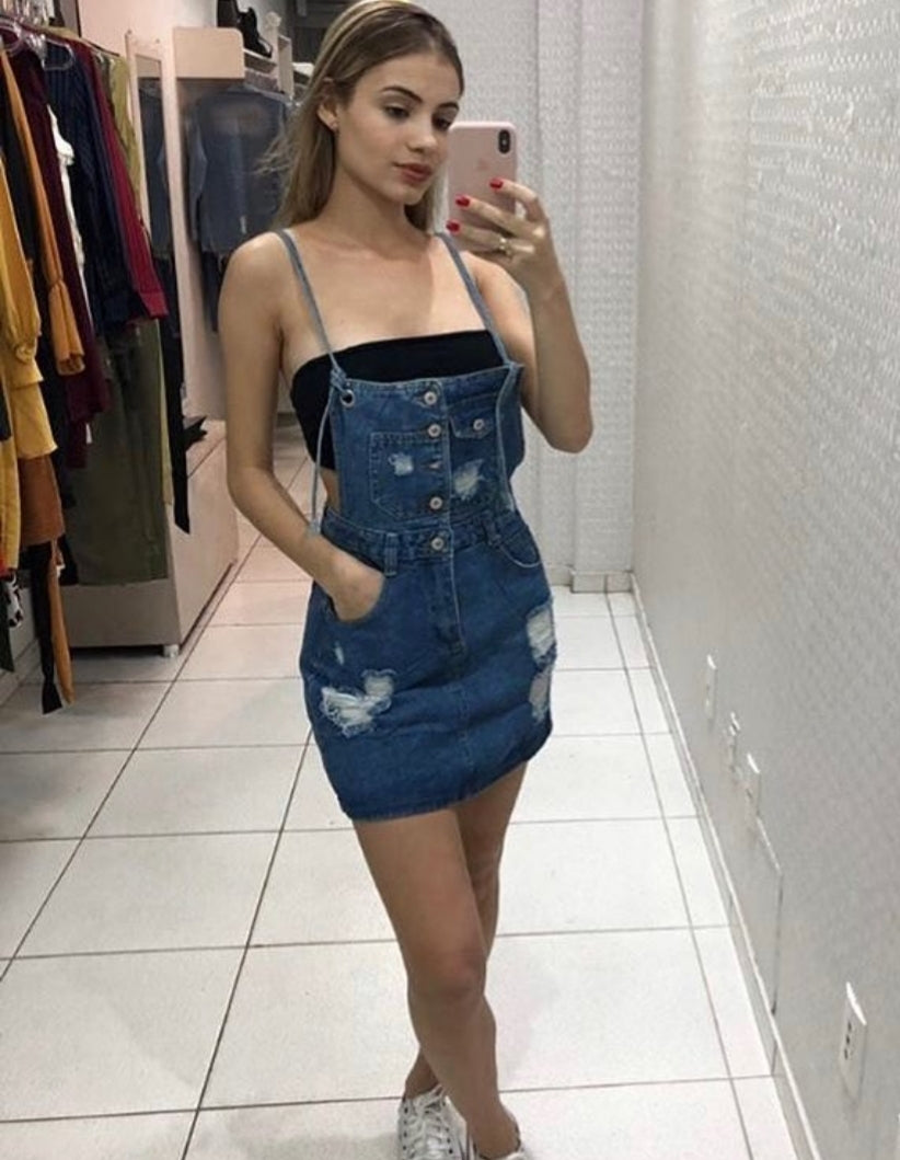 Salopete Jeans Saia Customizada