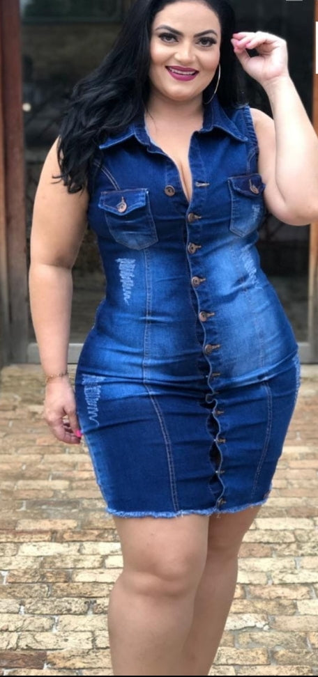 Vestido Jeans Plus Size Bruna