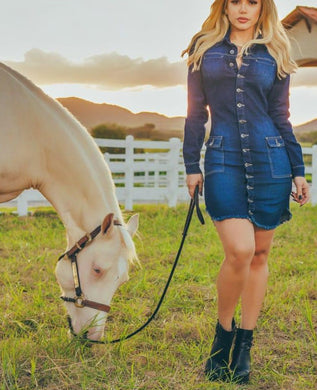 Vestido Jeans Manga Longa Sarah