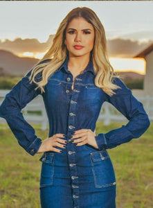 Vestido Jeans Manga Longa Sarah