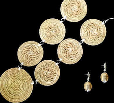 Conjunto Colar e Brinco Capim Dourado