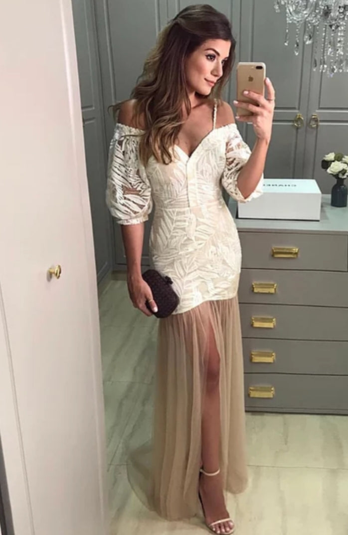 Vestido Guipir Manga Bufante