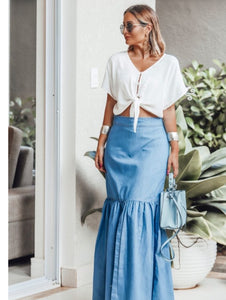 Saia jeans longa Frida