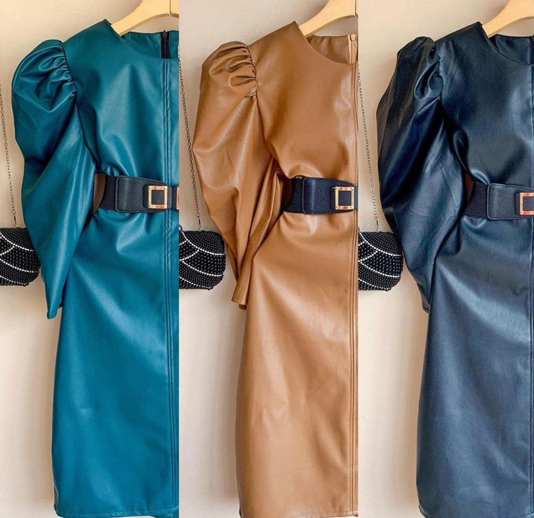 Vestido Maga Bufante Couro Sintético