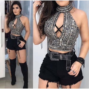 Cropped bordado felina