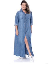Carregar imagem no visualizador da galeria, Vestido jeans longo plus bellas