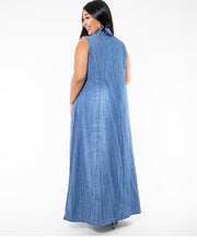 Carregar imagem no visualizador da galeria, Vestido jeans regata plus