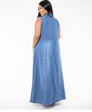 Vestido jeans regata plus