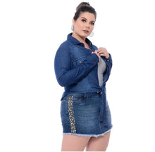 Carregar imagem no visualizador da galeria, Shorts saia jeans bordado plus