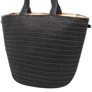 Bolsa de Palha Pompom - Preto
