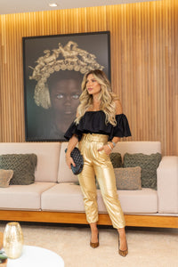 Calça metalizada Flay