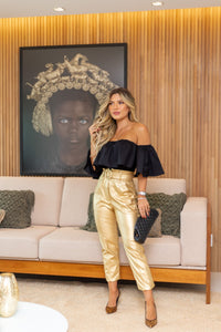 Calça metalizada Flay