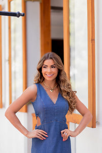 Vestido Jeans Longo Geiza