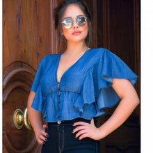 Carregar imagem no visualizador da galeria, Cropped Jeans Babado