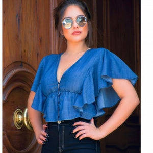 Cropped Jeans Babado