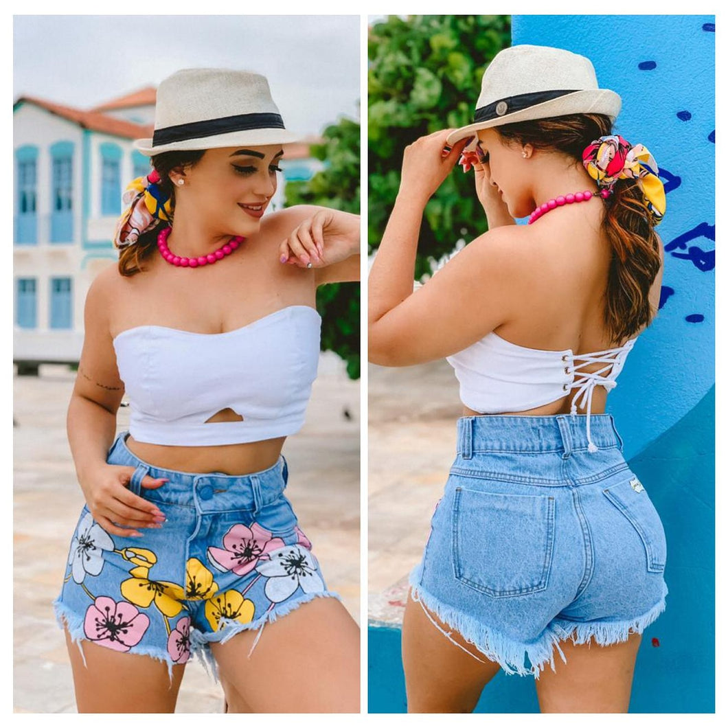 Shorts Jeans Flores de Maio