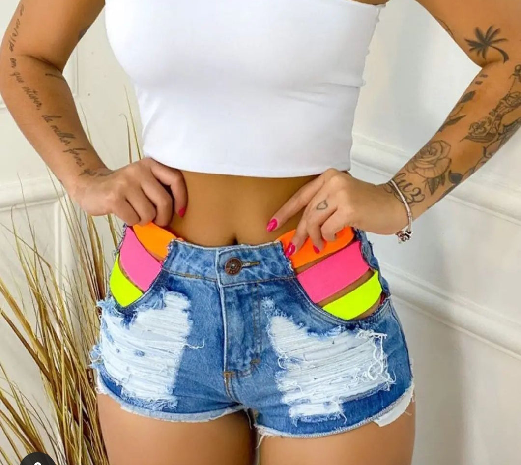 Shorts Jeans Três Tiras