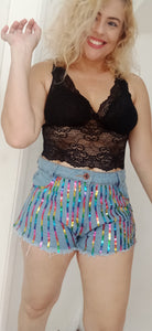 Shorts Jeans Paetê Deolane