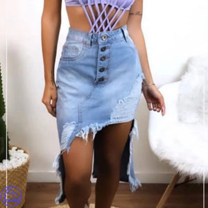 Saia Jeans Midi Customizada