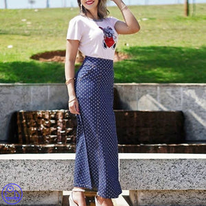 Saia Jeans Poá Longa # 445188