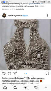 Cropped bordado felina