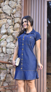 Vestido Jeans Poá Cristina