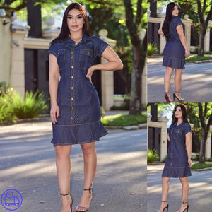 Vestido Jeans Poá Cristina