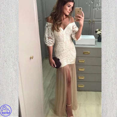 Vestido Guipir Manga Bufante