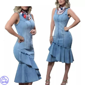 Vestido Jeans Calda de Sereia